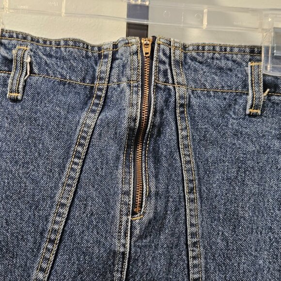 80's Georges Marciano Guess Denim Jean Skirt Side Bottom Zippers Med Wash Size 2 - Picture 2 of 16